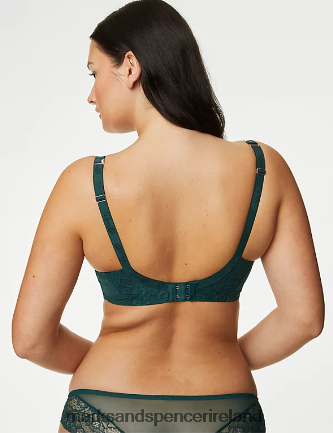 Marks & Spencer Unisex Cassia Silk & Lace Wired Balcony Bra Green Mix Clothing 2VJ8DF4216
