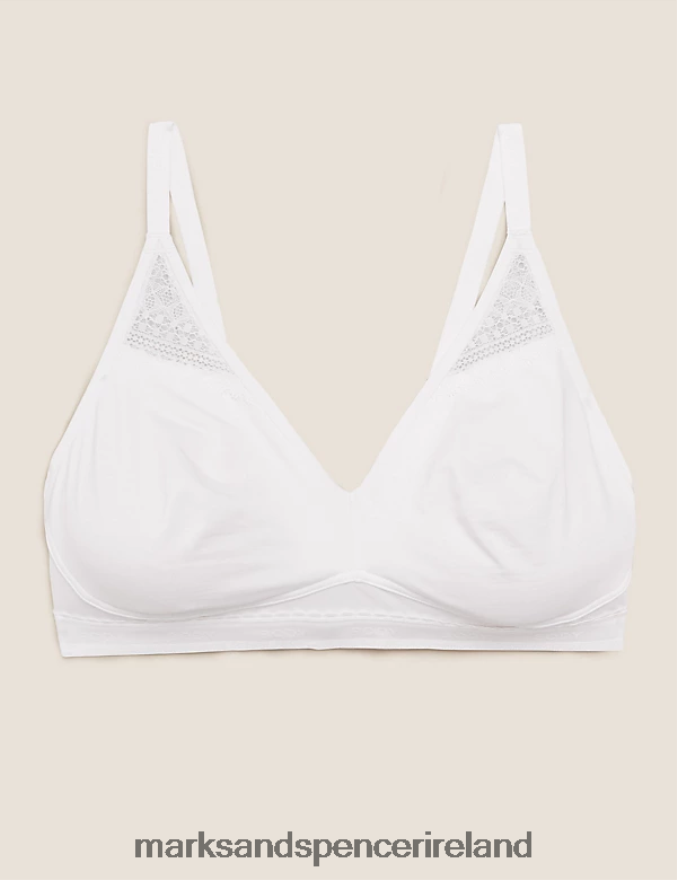 Marks & Spencer Unisex Cool Comfort Cotton Rich Non Wired Bralette White Clothing 2VJ8DF4728