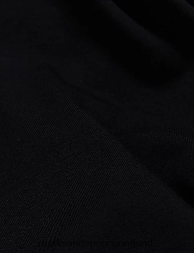 Marks & Spencer Unisex Cotton Rich Bra Vest Padded Cups Black Clothing 2VJ8DF3503