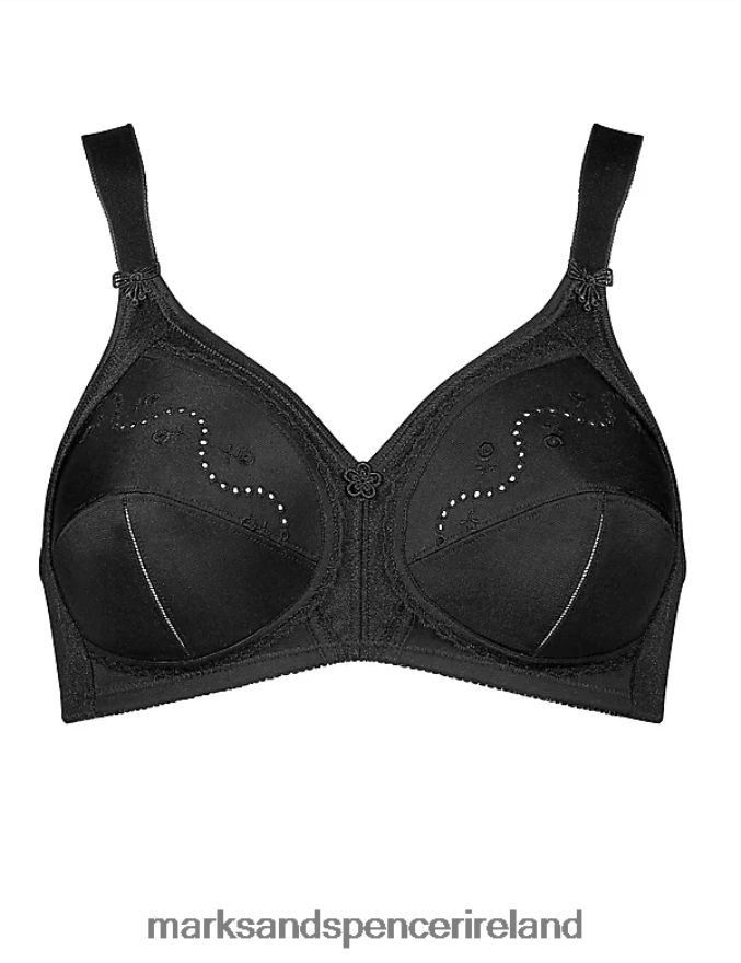 Marks & Spencer Unisex Doreen Non Wired Total Support Bra with Cotton Black Clothing 2VJ8DF4303