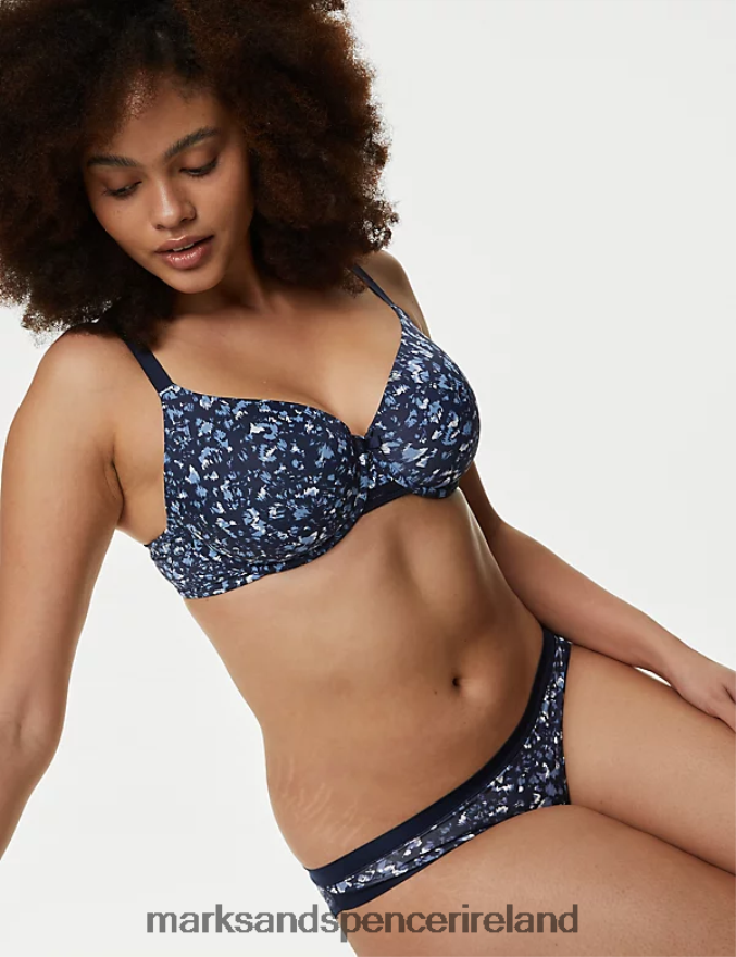 Marks & Spencer Unisex Flexifit Floral Full Cup T-Shirt Bra Grey Blue Clothing 2VJ8DF4588