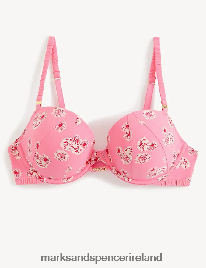 Marks & Spencer Unisex Floral Print Wired Balcony Bra Pink Mix Clothing 2VJ8DF4087