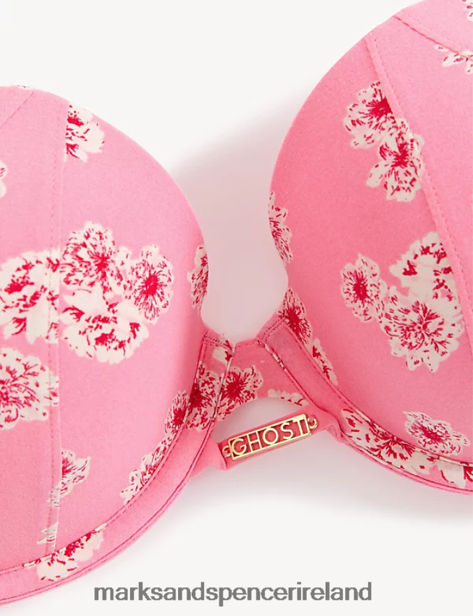 Marks & Spencer Unisex Floral Print Wired Balcony Bra Pink Mix Clothing 2VJ8DF4087