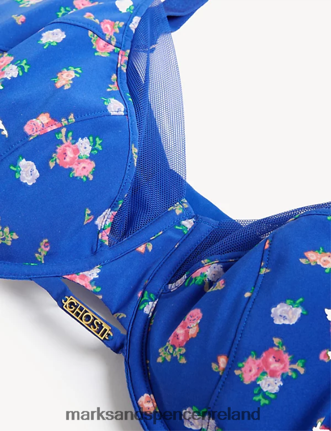 Marks & Spencer Unisex Floral Print Wired Full Cup Bra Blue Mix Clothing 2VJ8DF3967