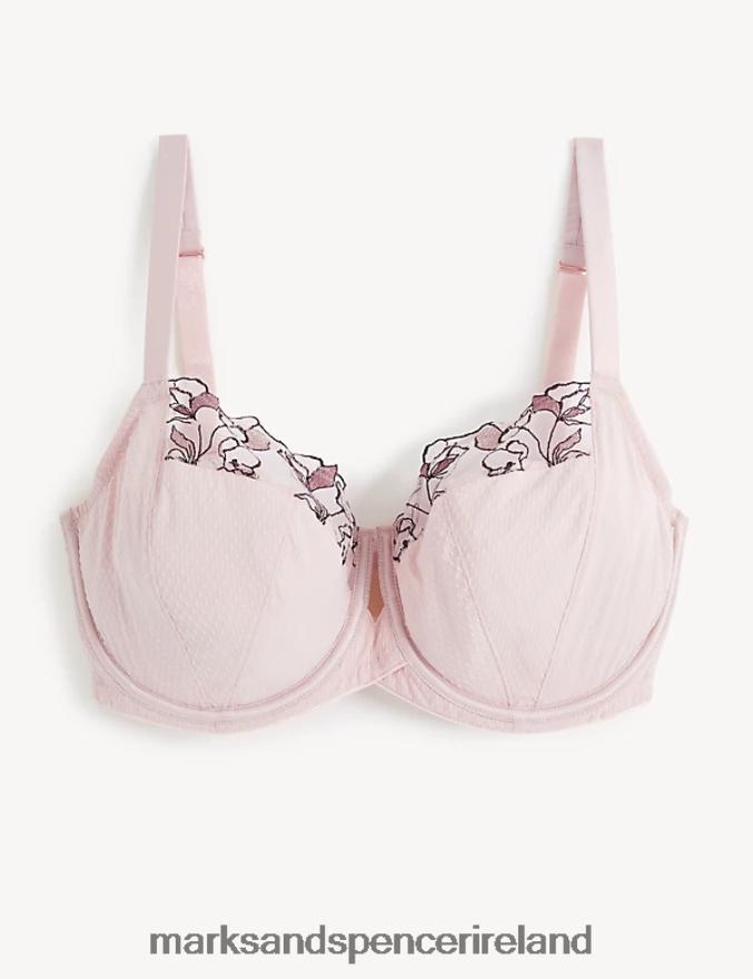 Marks & Spencer Unisex Iris Embroidery Wired Minimiser Bra Powder Pink Clothing 2VJ8DF4215
