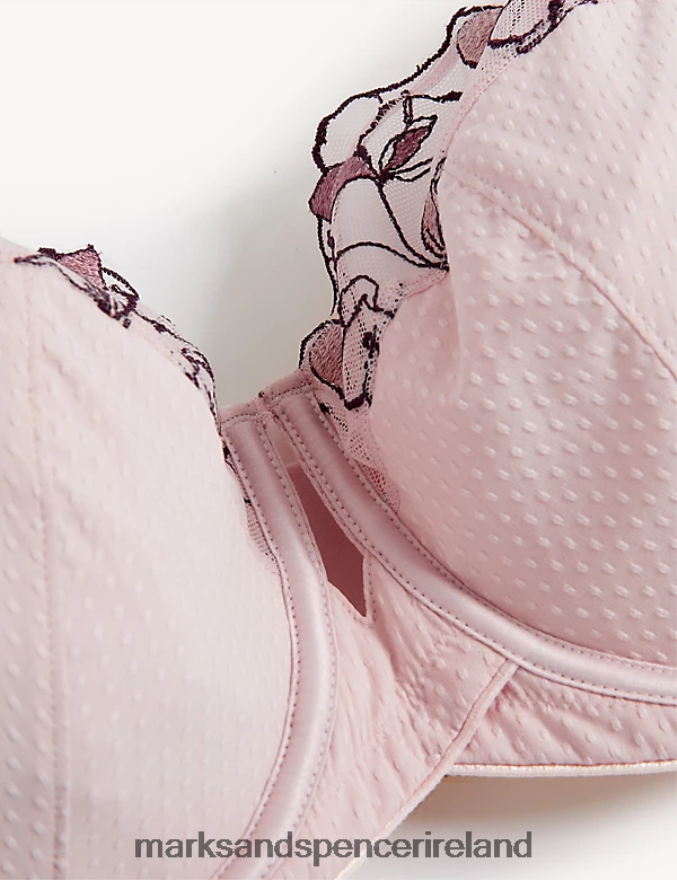 Marks & Spencer Unisex Iris Embroidery Wired Minimiser Bra Powder Pink Clothing 2VJ8DF4215