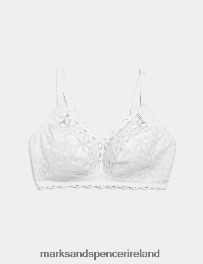 Marks & Spencer Unisex Lace Non-Padded Bralette White Clothing 2VJ8DF4123