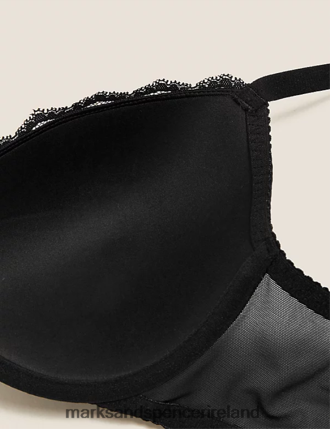 Marks & Spencer Unisex Lace Padded Plunge Wired Bra Black Clothing 2VJ8DF3790
