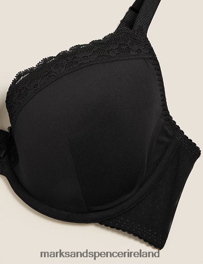 Marks & Spencer Unisex Lace Padded Plunge Wired Bra Black Clothing 2VJ8DF3790