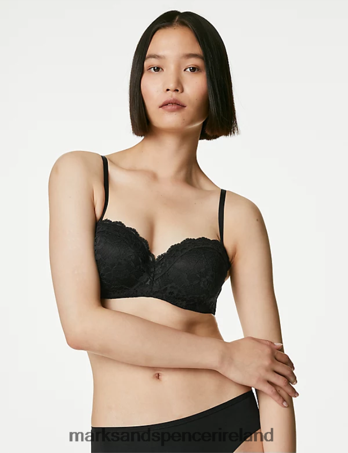 Marks & Spencer Unisex Lace Wired Bandeau Bra Black Clothing 2VJ8DF3822