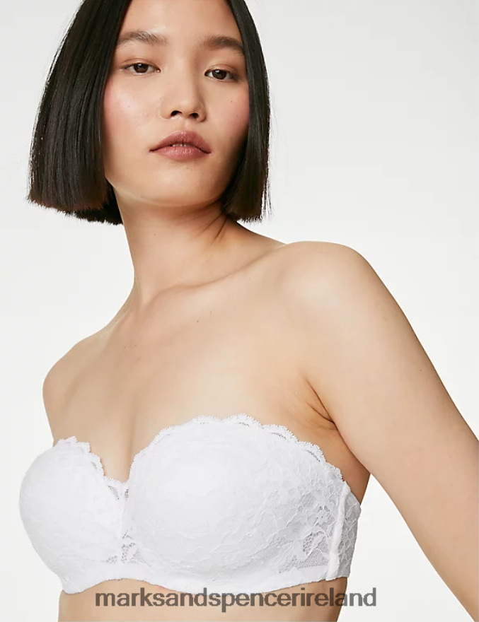 Marks & Spencer Unisex Lace Wired Bandeau Bra White Clothing 2VJ8DF4190
