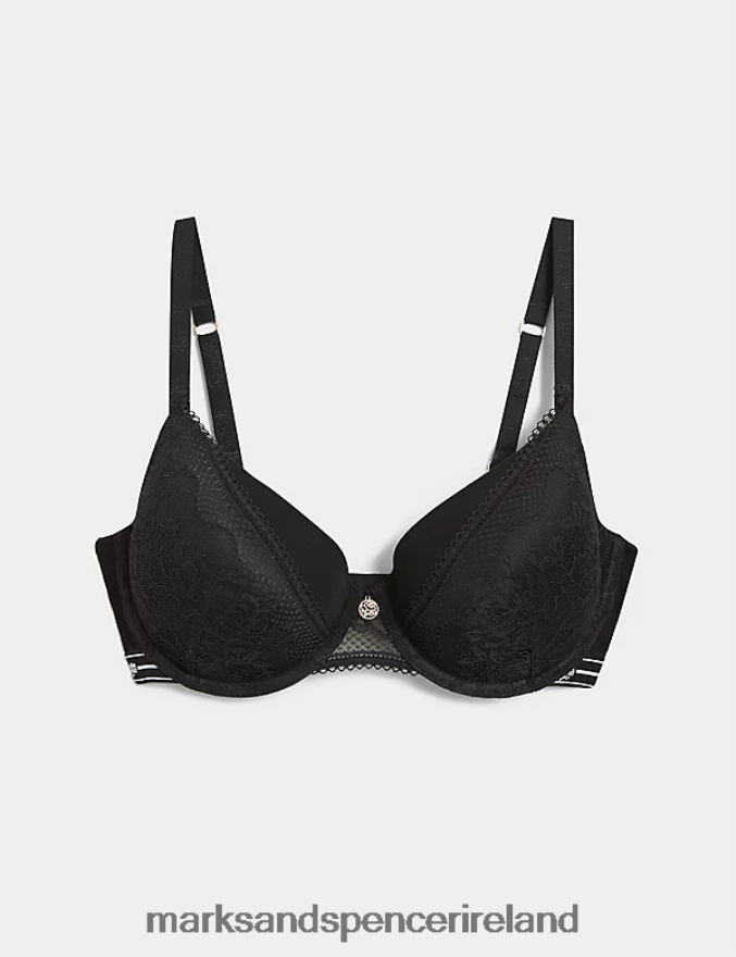Marks & Spencer Unisex Lace Wired Padded Full Cup Bra Black Clothing 2VJ8DF4466