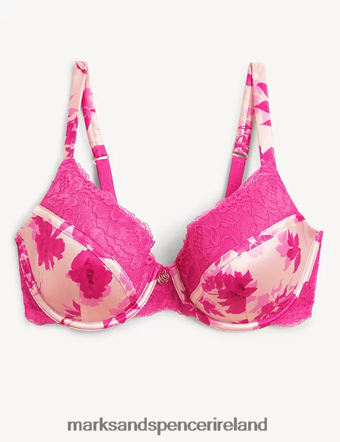 Marks & Spencer Unisex Laylani Wired Full Cup Bra With Silk Pink Mix Clothing 2VJ8DF4150