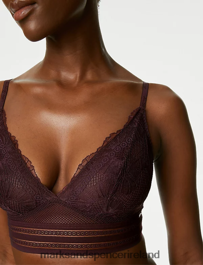 Marks & Spencer Unisex Marseilles Lace Non Wired Bralette Dark Purple Clothing 2VJ8DF4740