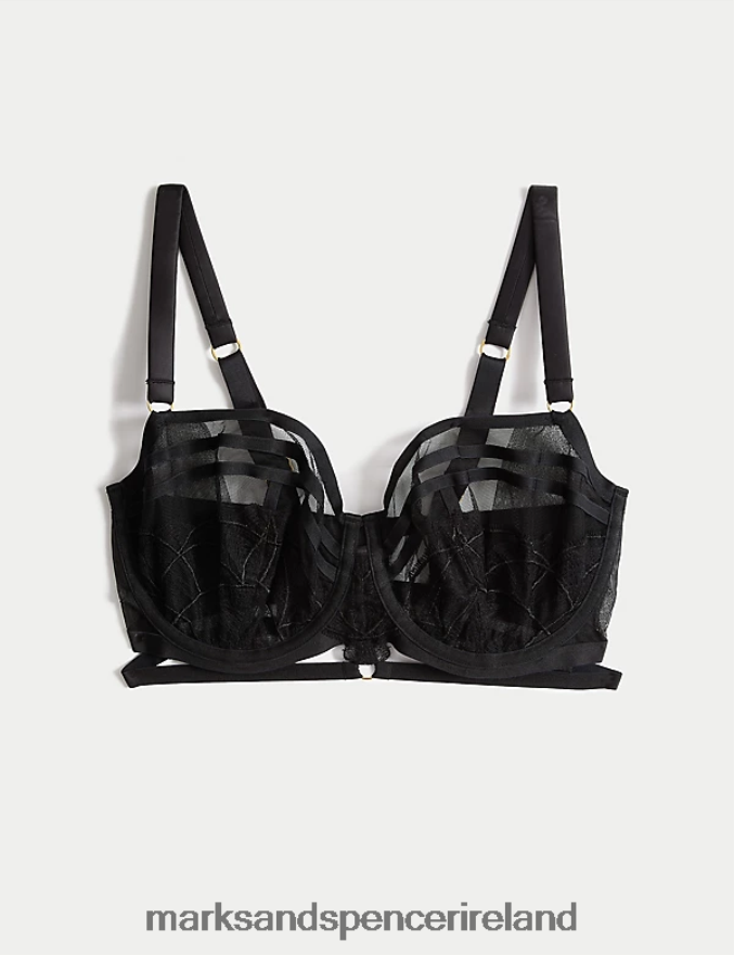 Marks & Spencer Unisex Maya Embroidery Wired Balcony Bra Black Clothing 2VJ8DF4173
