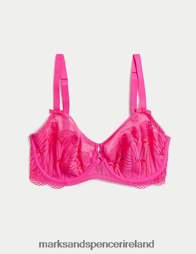 Marks & Spencer Unisex Nova Lace Wired Minimiser Bra Rose Pink Clothing 2VJ8DF4392