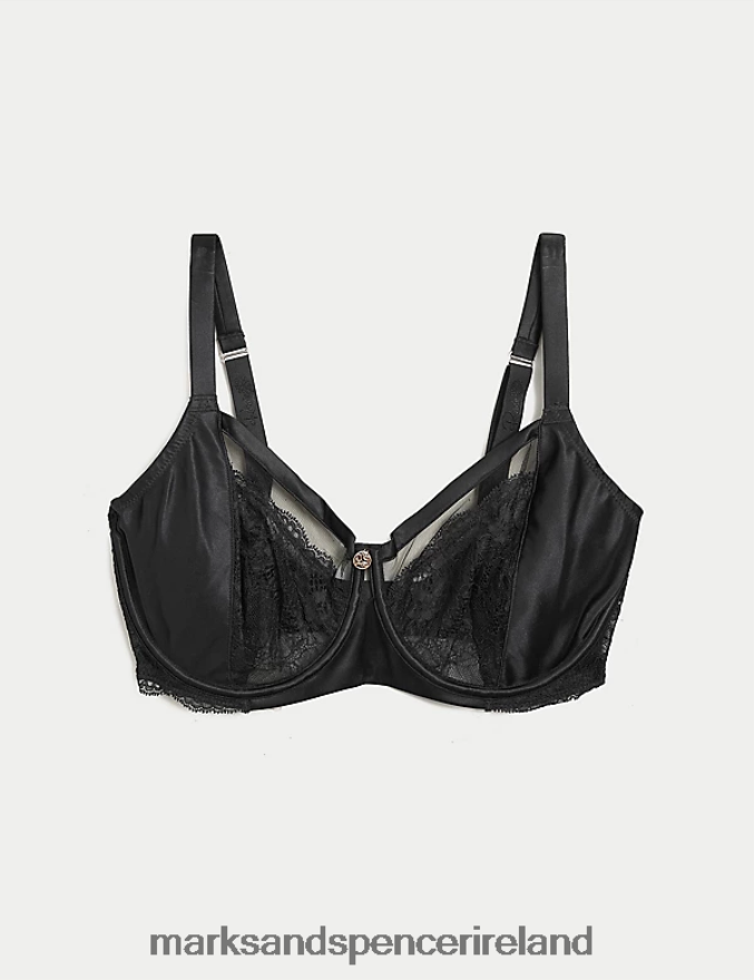 Marks & Spencer Unisex Silk & Lace Minimiser Bra Black Clothing 2VJ8DF4115