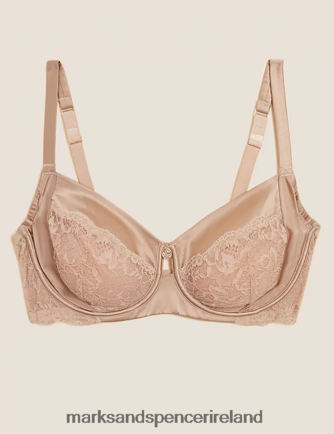 Marks & Spencer Unisex Silk & Lace Wired Balcony Bra Rose Quartz Clothing 2VJ8DF4806