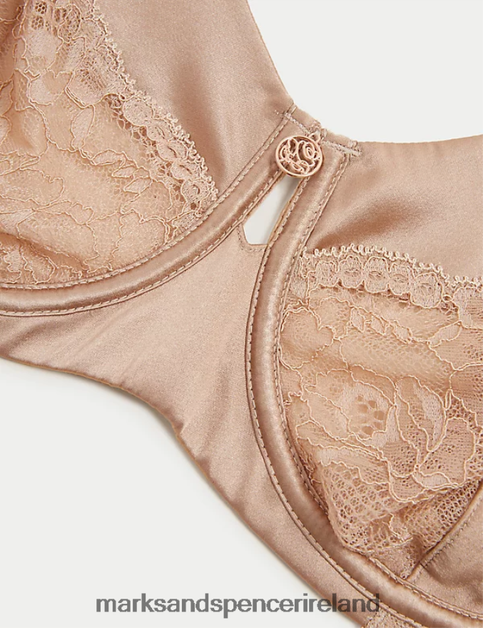Marks & Spencer Unisex Silk & Lace Wired Balcony Bra Rose Quartz Clothing 2VJ8DF4806