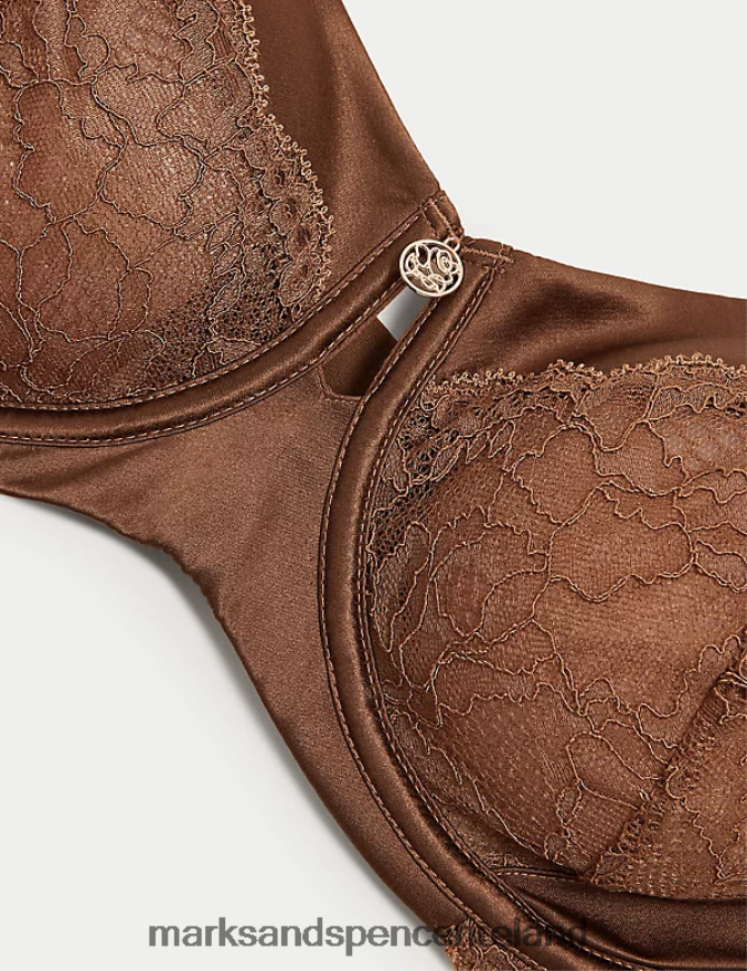Marks & Spencer Unisex Silk & Lace Wired Balcony Bra Topaz Clothing 2VJ8DF4807
