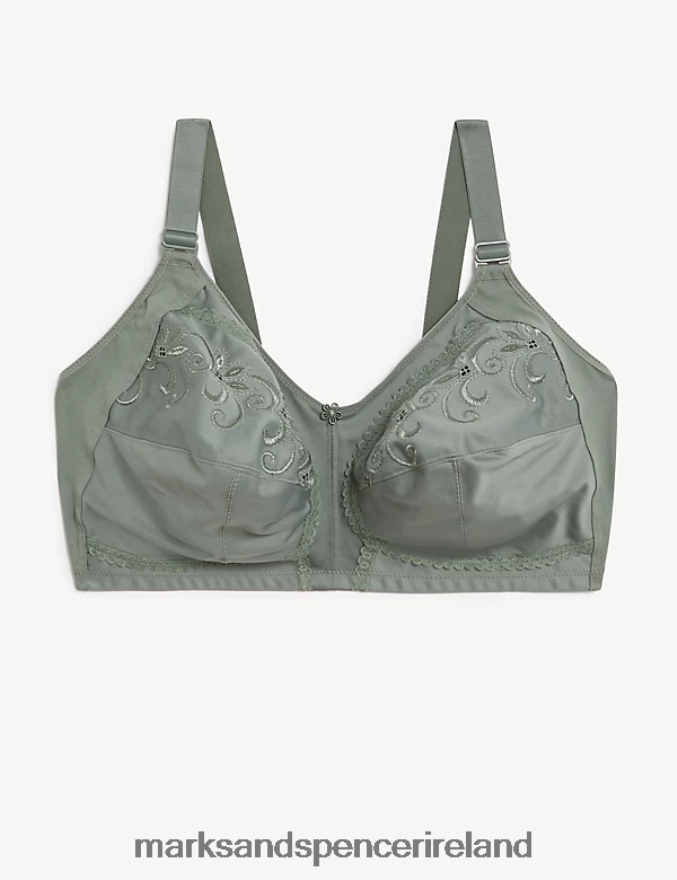 Marks & Spencer Unisex Total Support Embroidered Full Cup Bra Dusty Green Clothing 2VJ8DF4352
