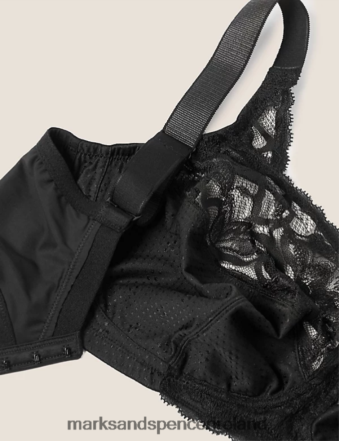 Marks & Spencer Unisex Total Support Wild Blooms Non-Wired Bra Black Clothing 2VJ8DF4096