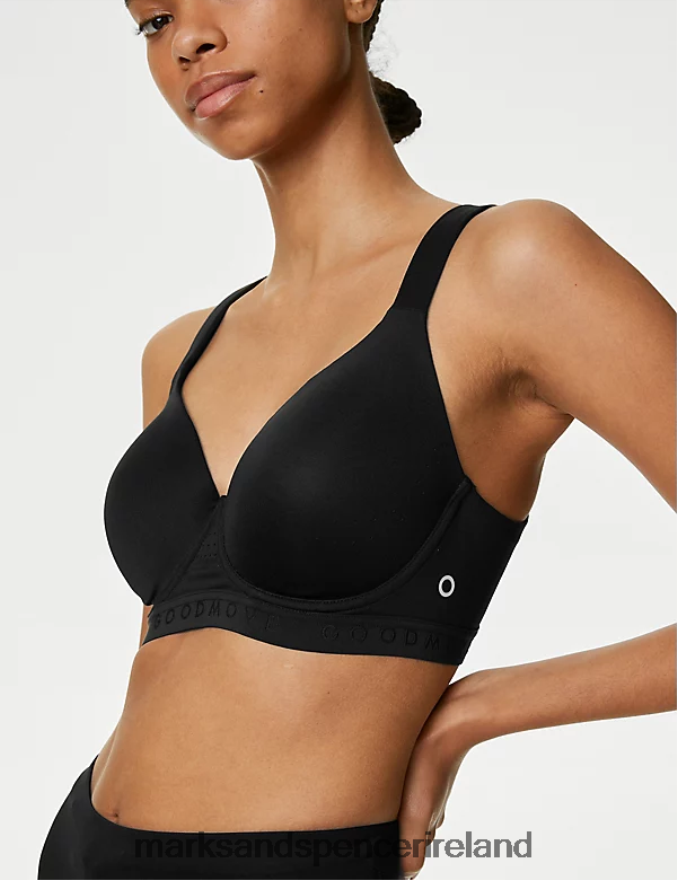 Marks & Spencer Unisex Ultimate Support Wired Sports T-shirt Bra Black Clothing 2VJ8DF4175