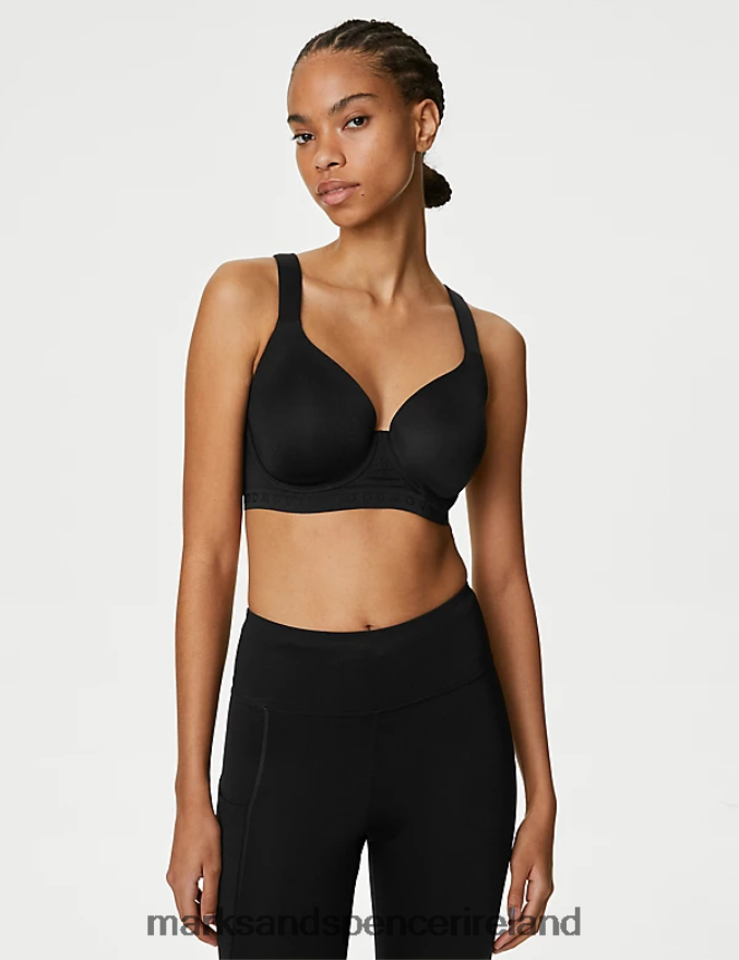 Marks & Spencer Unisex Ultimate Support Wired Sports T-shirt Bra Black Clothing 2VJ8DF4175