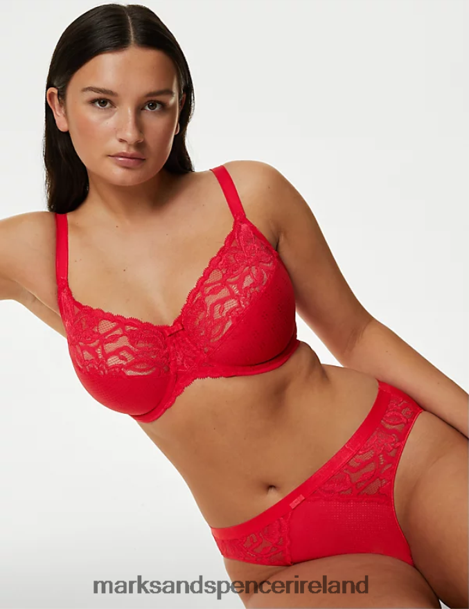 Marks & Spencer Unisex Wild Blooms Minimiser Full Cup Bra Scarlet Clothing 2VJ8DF4030