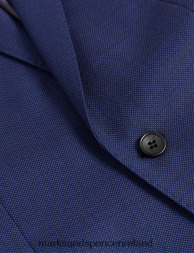 Marks & Spencer Unisex Regular Fit Pure Wool Suit Jacket Blue Clothing 2VJ8DF5750