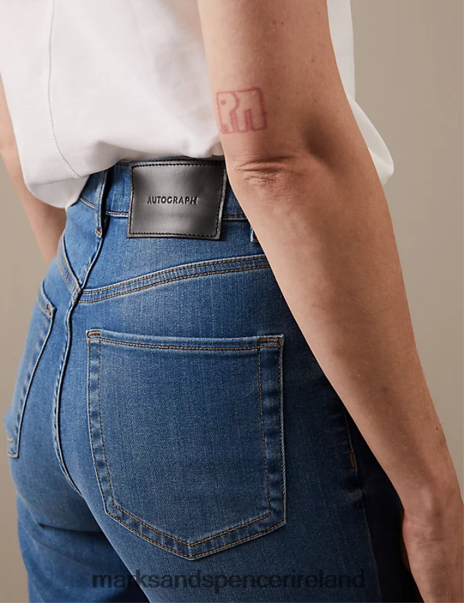 Marks & Spencer Unisex High Waisted Wide Leg Cropped Jeans Medium Indigo Clothing 2VJ8DF2469