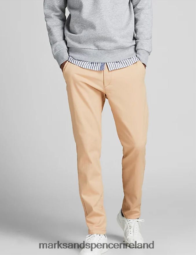 Marks & Spencer Unisex Slim Fit Chinos Beige Mix Clothing 2VJ8DF7084