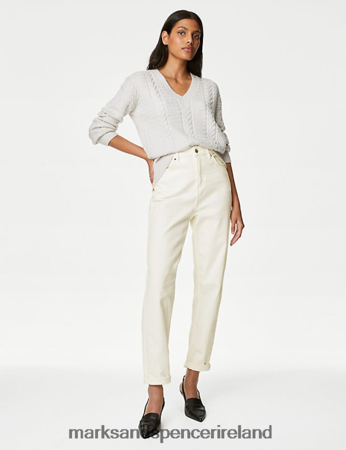 Marks & Spencer Unisex The Mom Jeans Ecru Clothing 2VJ8DF3390