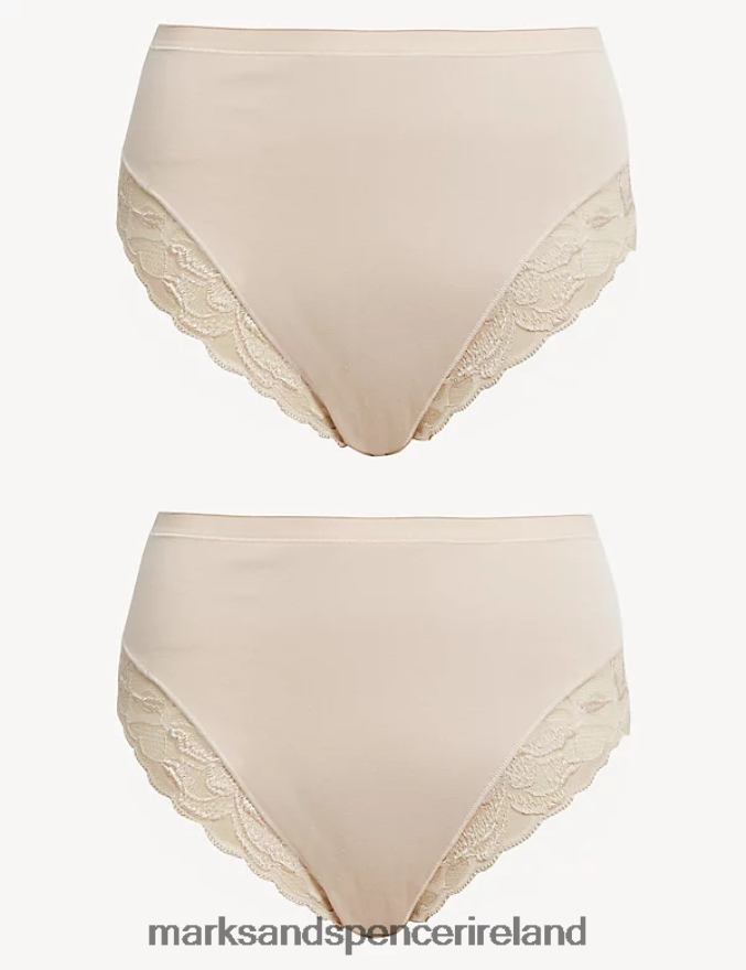 Marks & Spencer Unisex 2pk Firm Control High Leg Knickers Opaline Clothing 2VJ8DF4428