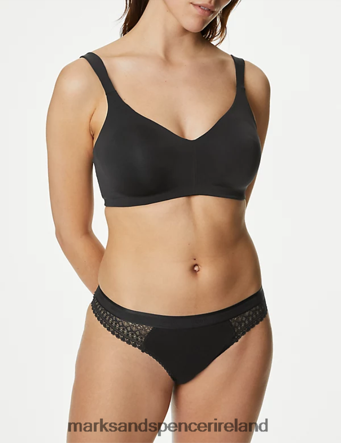 Marks & Spencer Unisex 3pk Cotton Brazilian Knickers Black Clothing 2VJ8DF4279