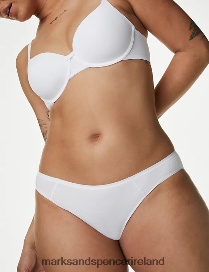 Marks & Spencer Unisex 5pk No VPL Cotton Modal Bikini Knickers White Clothing 2VJ8DF4357