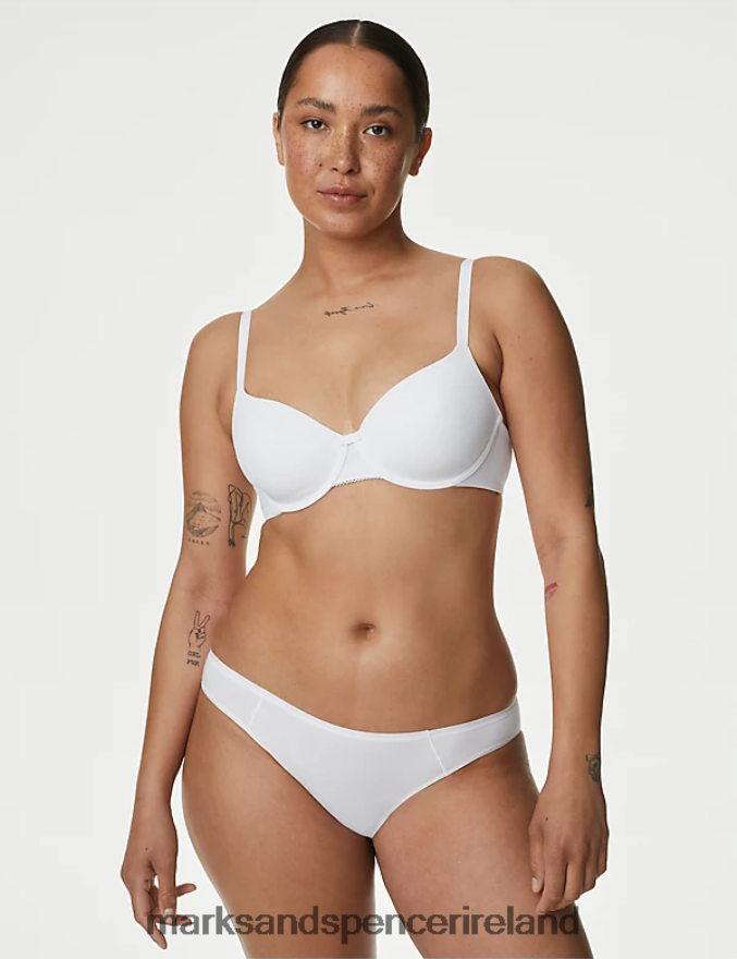 Marks & Spencer Unisex 5pk No VPL Cotton Modal Bikini Knickers White Clothing 2VJ8DF4357
