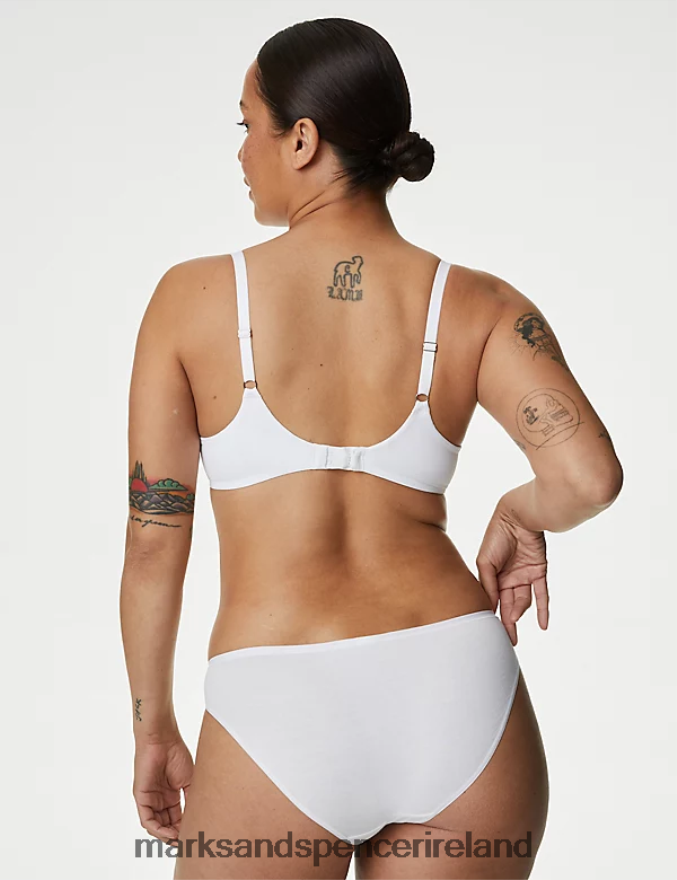 Marks & Spencer Unisex 5pk No VPL Cotton Modal Bikini Knickers White Clothing 2VJ8DF4357