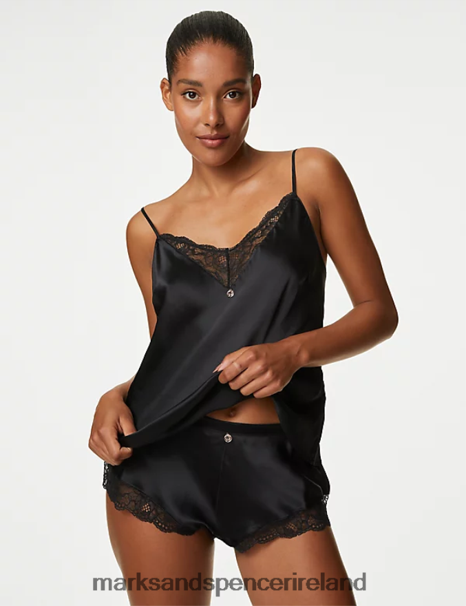 Marks & Spencer Unisex Silk & Lace French Knickers Black Clothing 2VJ8DF4457