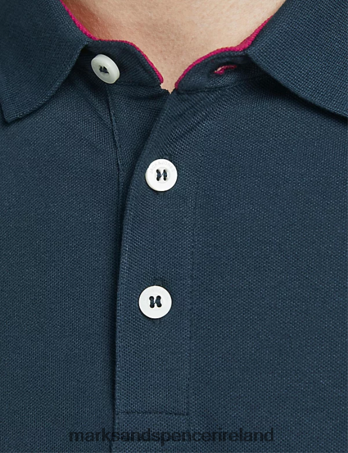 Marks & Spencer Unisex Pure Cotton Polo Shirt Navy Mix Clothing 2VJ8DF5275