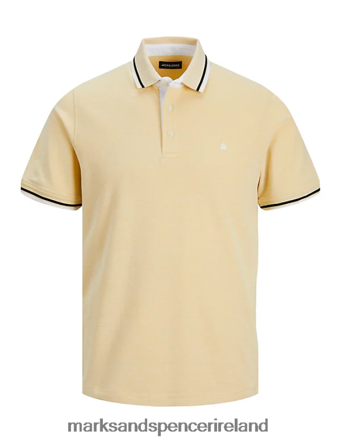 Marks & Spencer Unisex Slim Fit Pure Cotton Tipped Polo Shirt Yellow Clothing 2VJ8DF5233