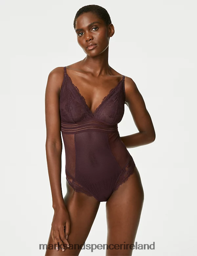 Marks & Spencer Unisex Marseilles Lace Body Dark Purple Lingerie 2VJ8DF4485