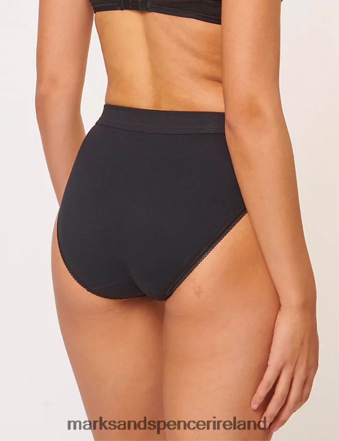 Marks & Spencer Unisex 2pk Double Comfort Cotton Rich Full Briefs Black Lingerie 2VJ8DF4061