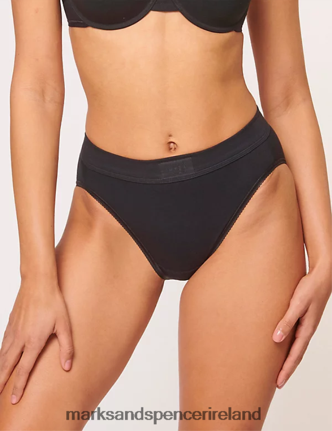 Marks & Spencer Unisex 2pk Double Comfort Cotton Rich Full Briefs Black Lingerie 2VJ8DF4061