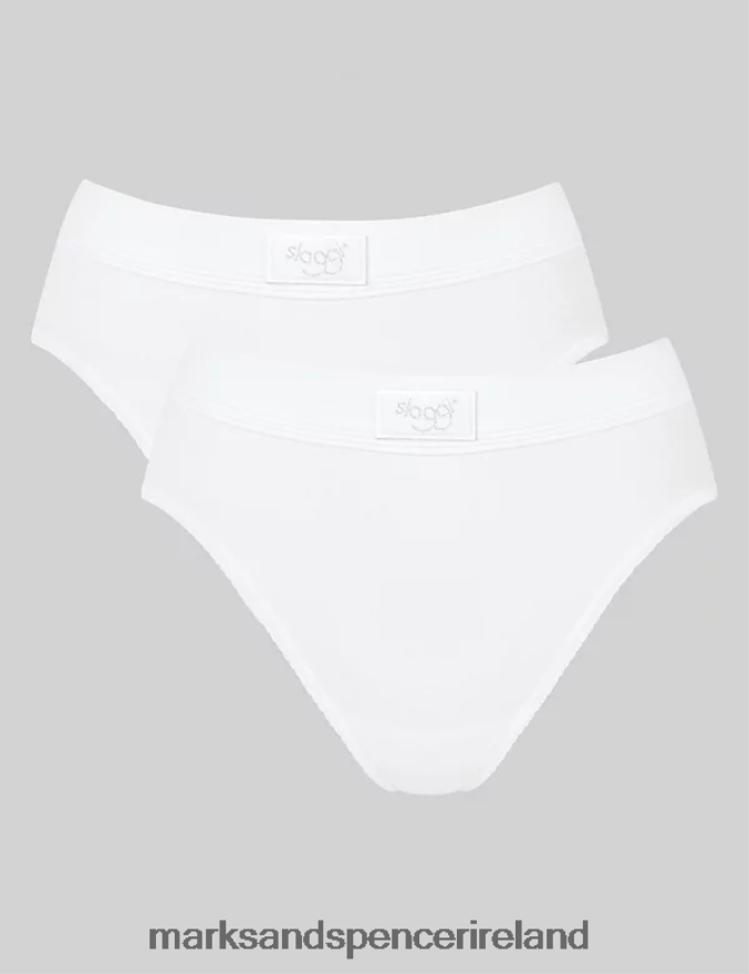 Marks & Spencer Unisex 2pk Double Comfort Cotton Rich Full Briefs White Lingerie 2VJ8DF4475