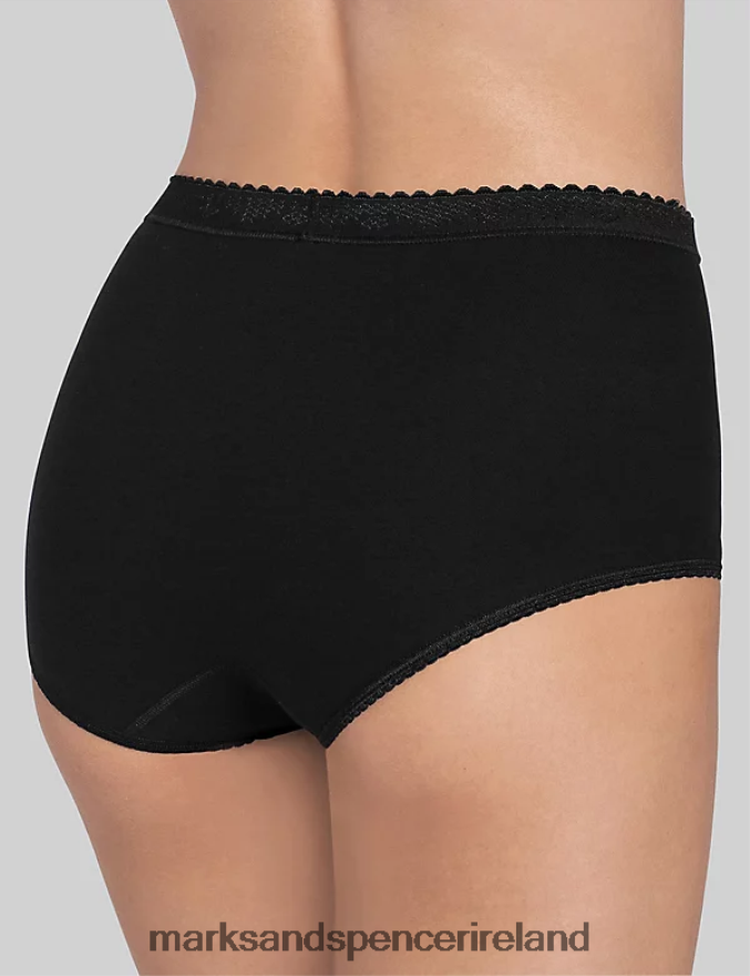 Marks & Spencer Unisex 2pk High Waisted Control Maxi Full Briefs Black Lingerie 2VJ8DF3860