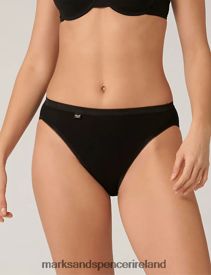 Marks & Spencer Unisex 3pk Cotton Rich Tai Briefs Black Lingerie 2VJ8DF3900