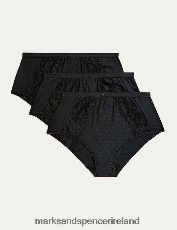 Marks & Spencer Unisex 3pk Wildblooms Full Briefs Black Lingerie 2VJ8DF3987