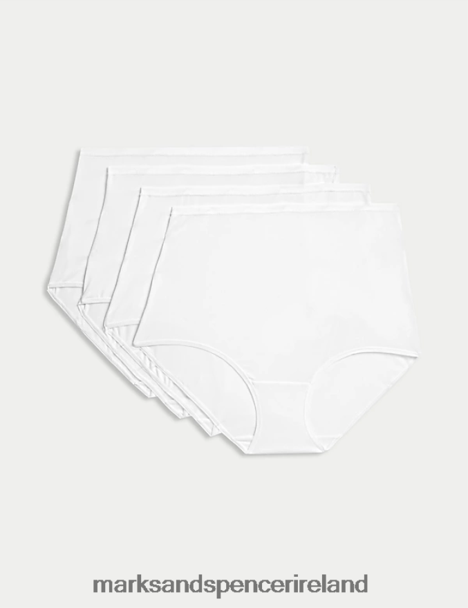 Marks & Spencer Unisex 4pk Microfibre Full Briefs White Lingerie 2VJ8DF3963