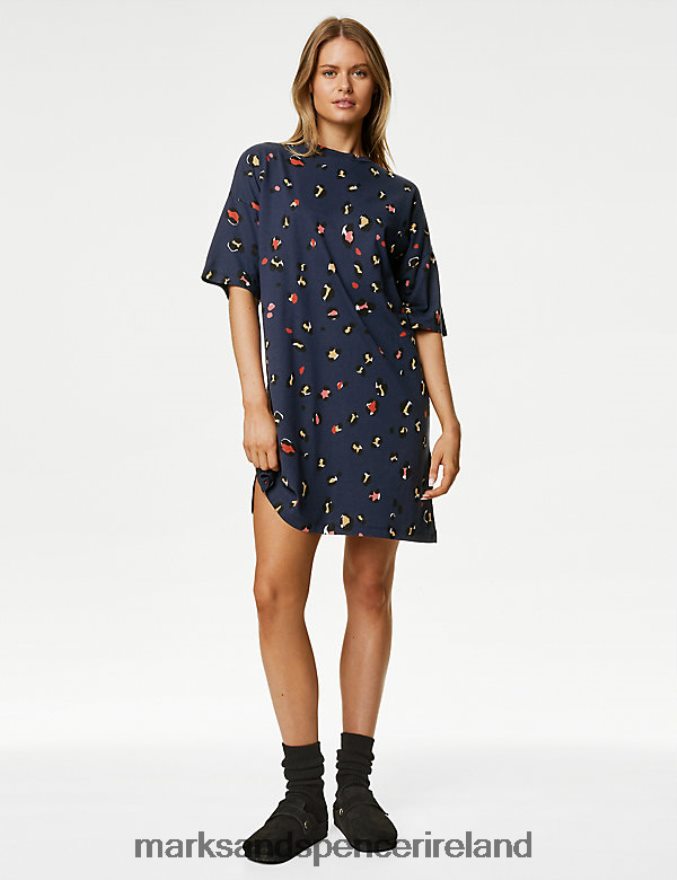 Marks & Spencer Unisex Animal Print Nightdress Navy Mix Lingerie 2VJ8DF3355